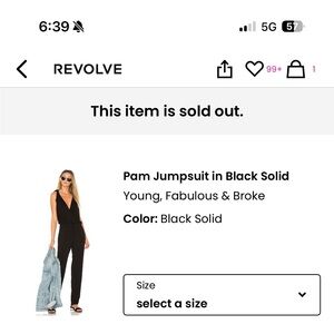 Young Fabulous & Broke Pam Jumpsuit in Black XS